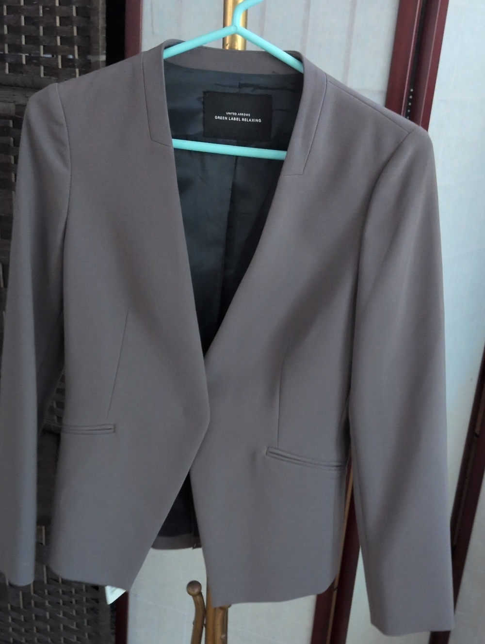 Women's Taupe V-Neck Blazer